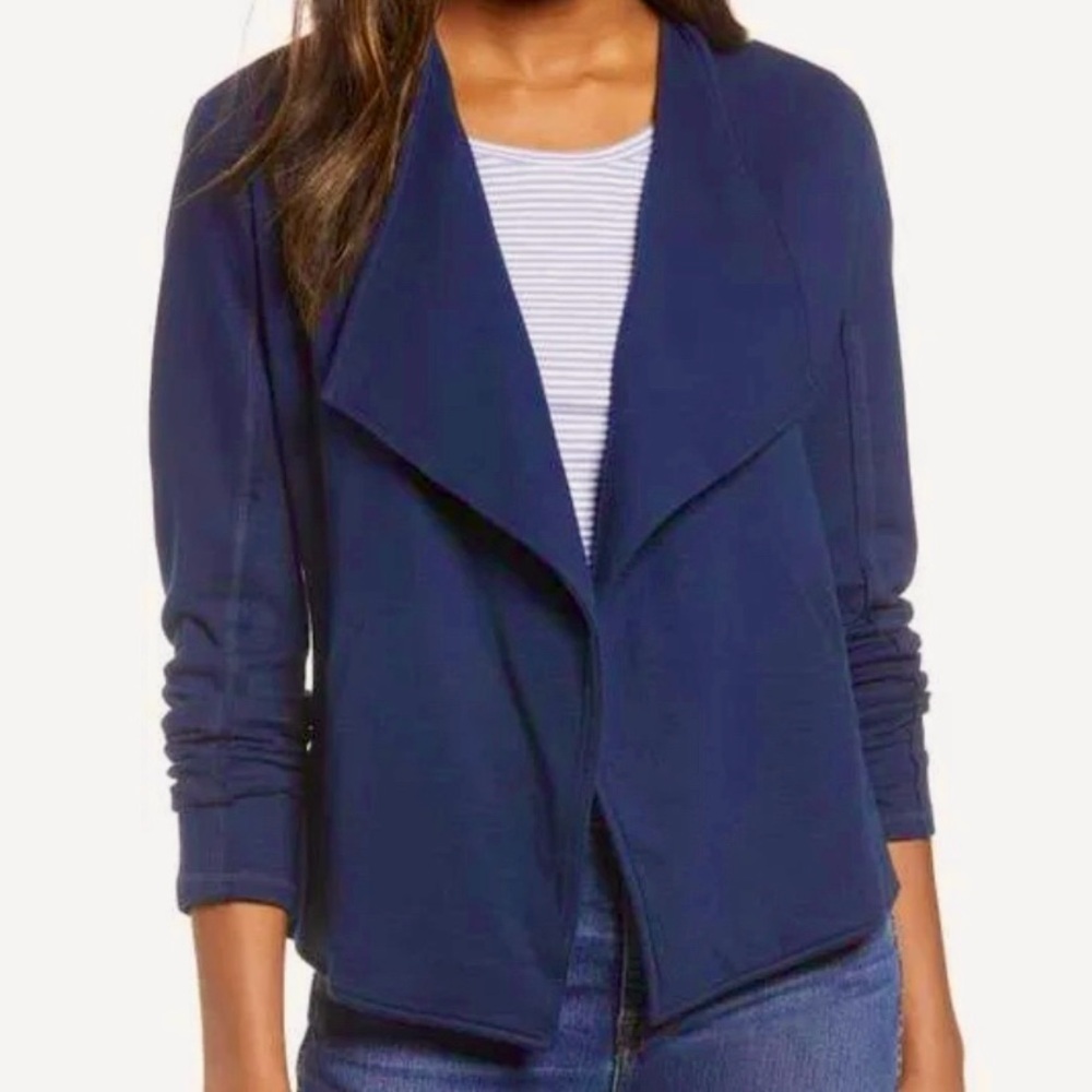 NWT Caslon Drape Collar Knit Blazer XS Navy